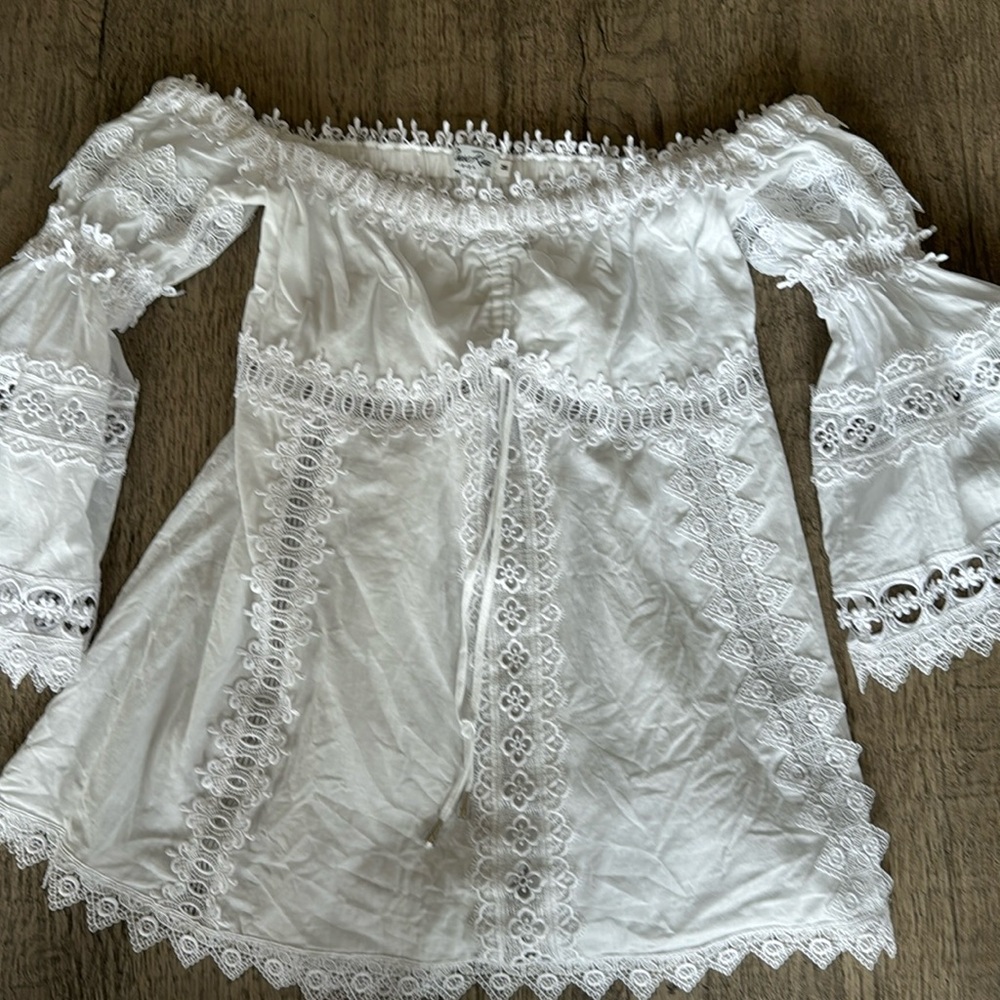 Charo Ruiz white off shoulder top